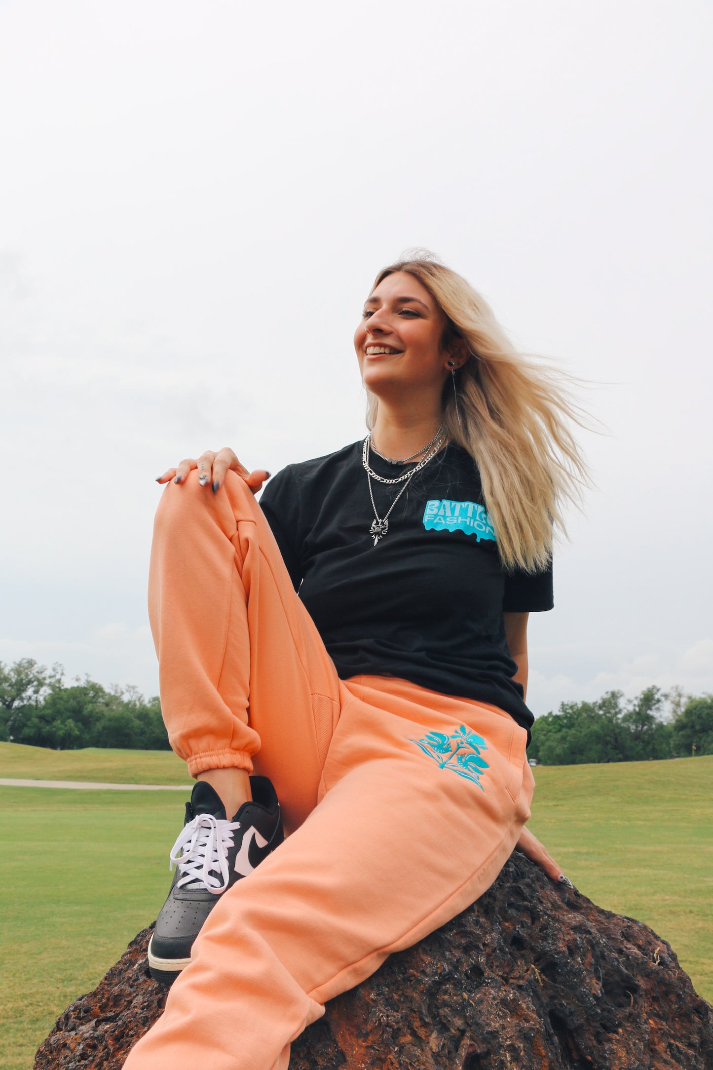 Salmon-Orange Organic Cotton Sweatpants